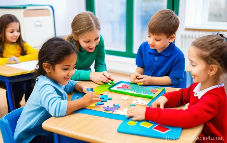 장애 유형별 특수교육 - **Prompt 1: A Vibrant Inclusive Classroom**
"A brightly lit, modern classroom with large windows...