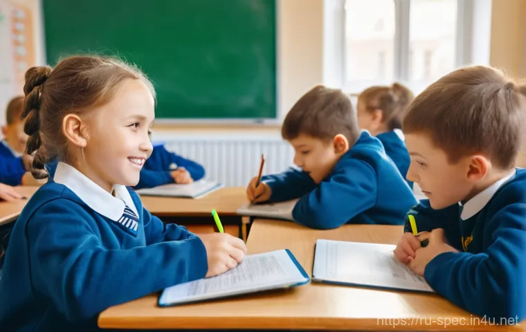 특수교육 법률 - **Prompt:** A brightly lit, modern inclusive classroom in a Russian primary school. In the foregroun...