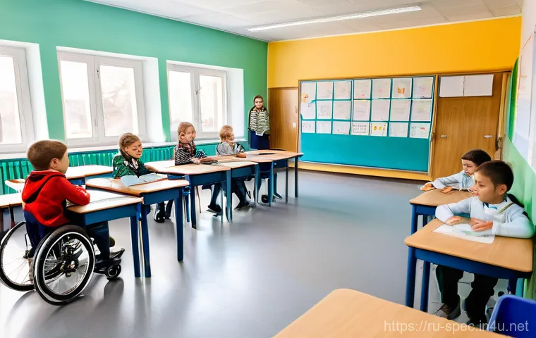특수교육과 장애학생 부모 지원 - **Image Prompt: Inclusive Russian Classroom with Accessible Features**
    A bright, modern classroo...