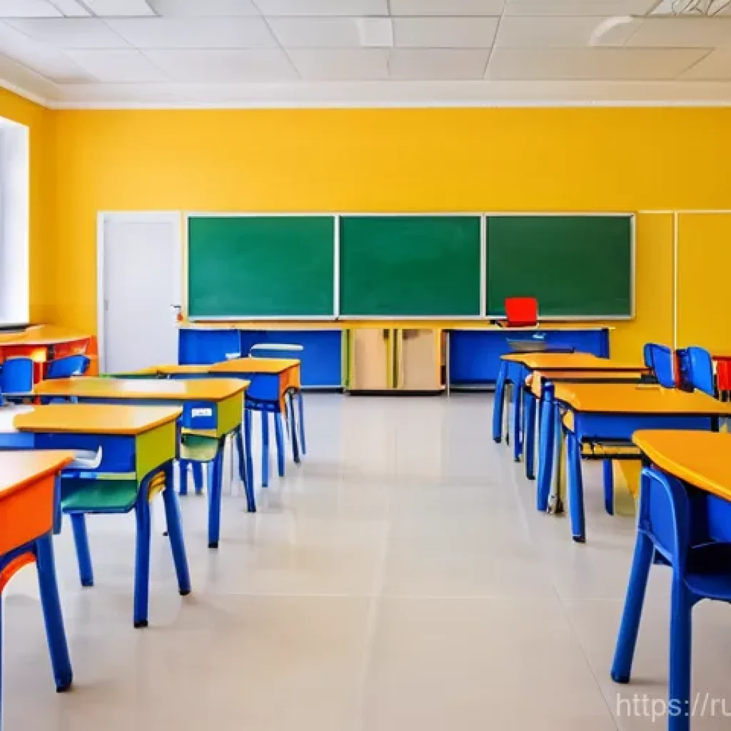특수교육과 특수교육 전문 기관 - **"A vibrant and modern classroom in a Russian inclusive school, filled with diverse children aged 8...