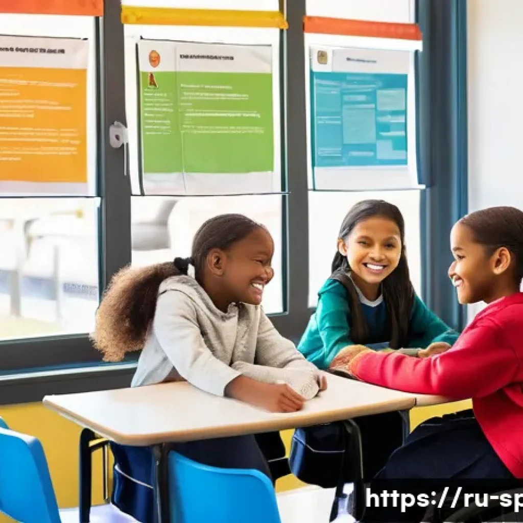 특수교육과 문해교육 - **Prompt: Inclusive Classroom, Joyful Learning with Technology**
A bright, modern classroom fill...