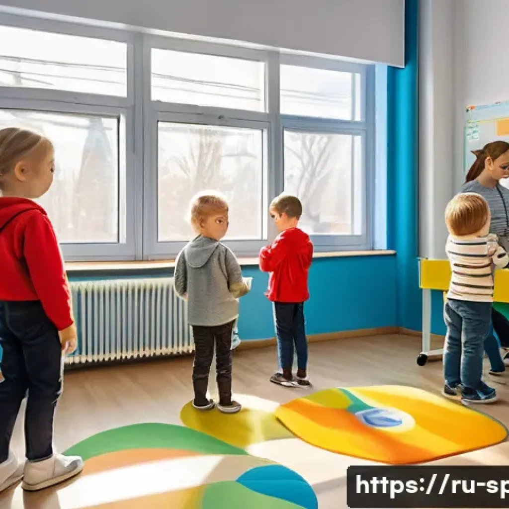 특수교육과 특수교육 뉴스 - A warm, inviting classroom scene in a modern Russian school designed for children with special needs...