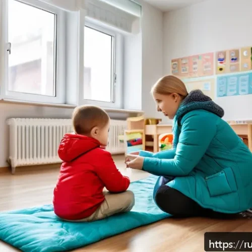Home 32 특수교육과 교육 심리학 연구 - A warm and inclusive classroom scene in a modern Russian special education center, featuring a diver...